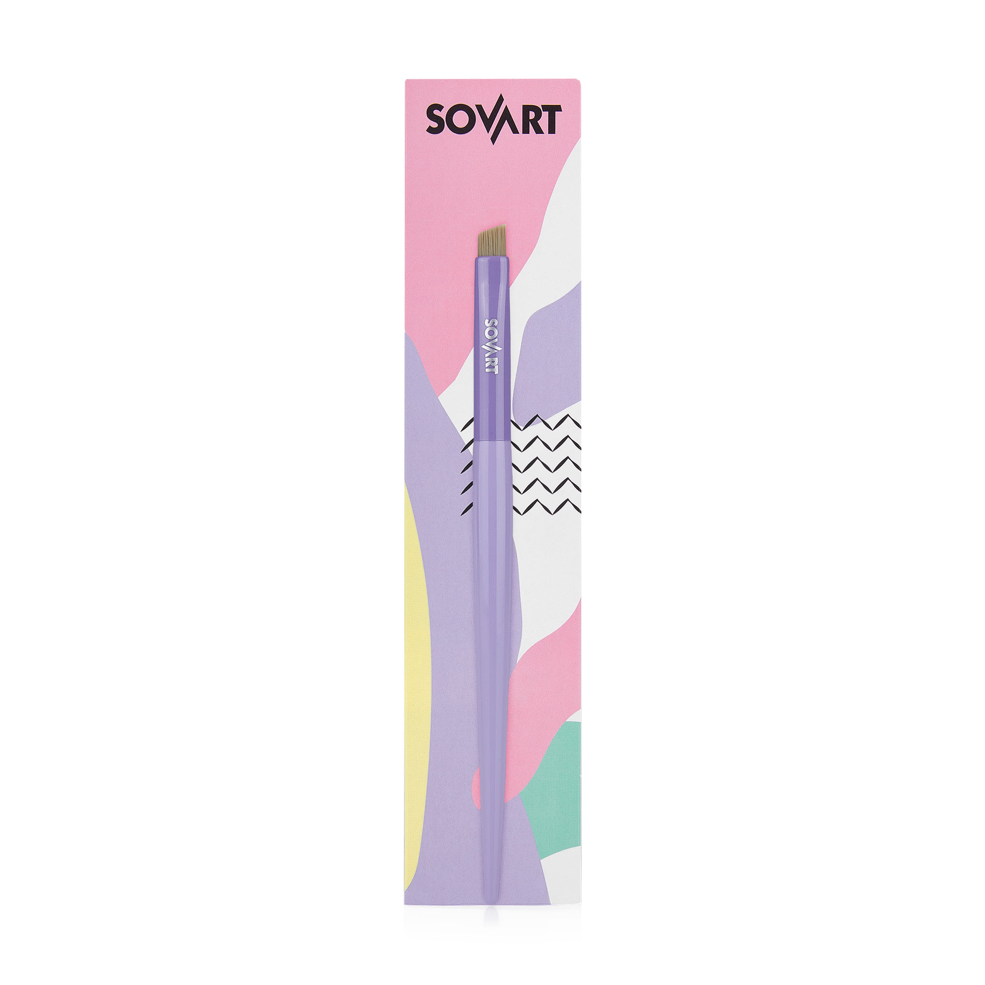 Пензлик для брів та лінії очей Sovart скошений, бузковий